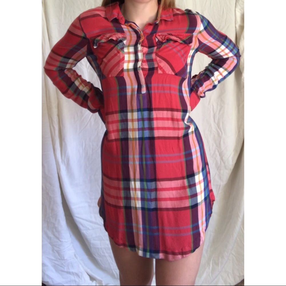 Juniors SO casual button up shirt dress size M